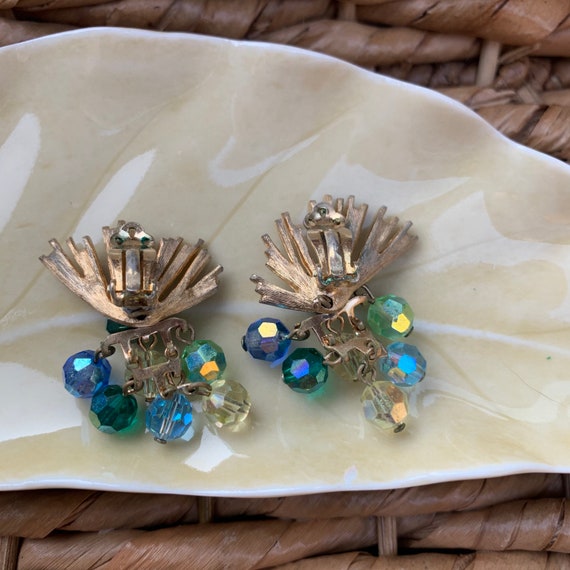 Vintage Art Deco Inspired Gold and Blue Beaded Cl… - image 4