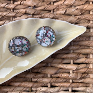 Vintage Glitter en Gold Button Clip op oorbellen