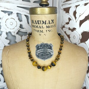 Vintage Tigers Eye Gemstone Beaded Necklace