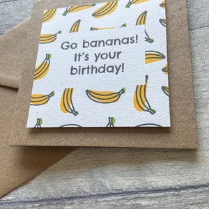 Go Bananas It's Your Birthday, Banana Birthday Card, Kids Birthday Card, Simple Card for Birthday, Birthday Card for Friend image 3