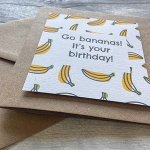 Go Bananas It's Your Birthday, Banana Birthday Card, Kids Birthday Card, Simple Card for Birthday, Birthday Card for Friend image 5