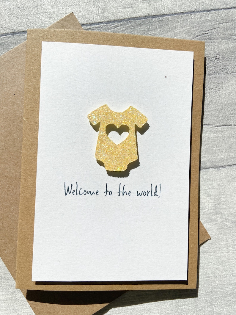 New Baby Card, Sparkle Baby Grow Card, Welcome to the world Card, Card for New Baby image 7