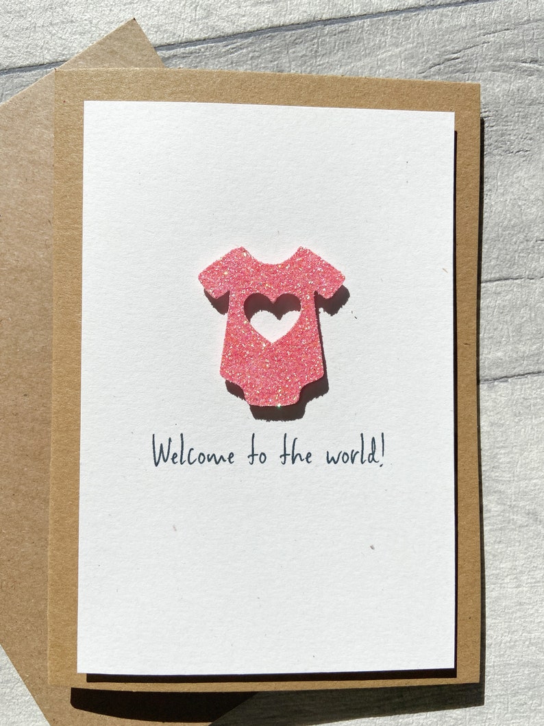 New Baby Card, Sparkle Baby Grow Card, Welcome to the world Card, Card for New Baby image 2