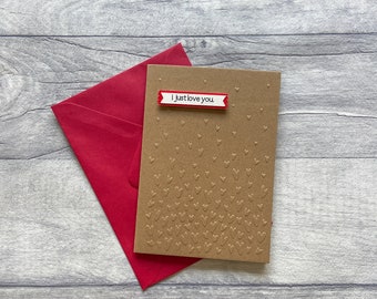 Heart Anniversary Card, Cute Anniversary Card, Valentine's Day Card, Embossed heart card, simple anniversary card