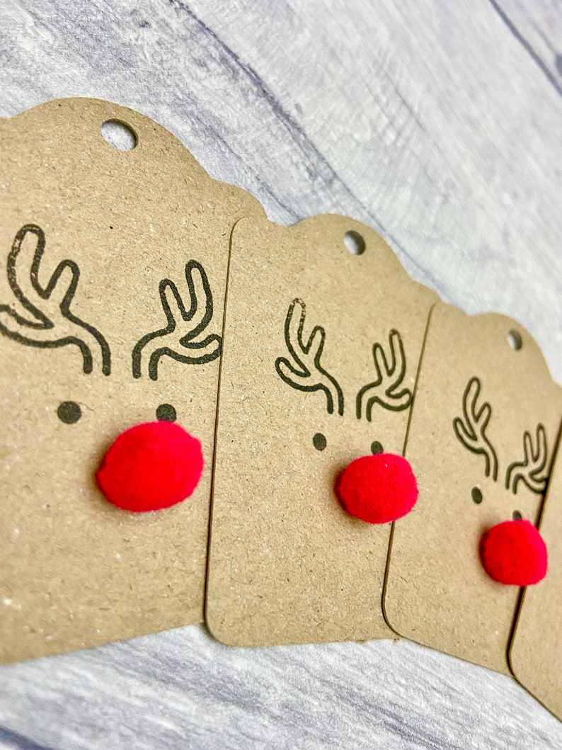 Reindeer Christmas Gift Tags with Twine, Pack of 6, Choice of Twine Colour, Christmas Tags image 3