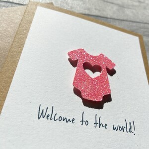 New Baby Card, Sparkle Baby Grow Card, Welcome to the world Card, Card for New Baby image 3