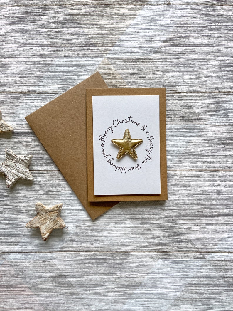 Handmade Christmas Card, Holiday Card, Cute Star Xmas Card, Christmas Greetings Card image 6