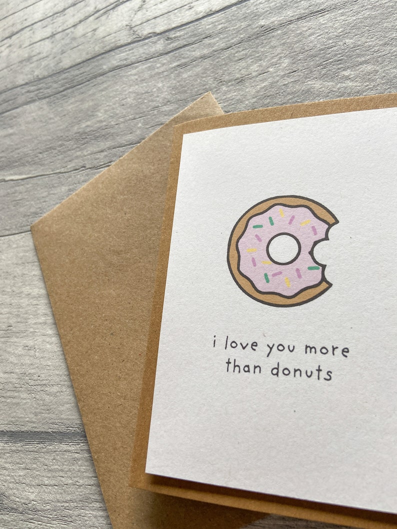 I love You More Than Donuts Card, Anniversary Card, Valentine's Day Card image 2