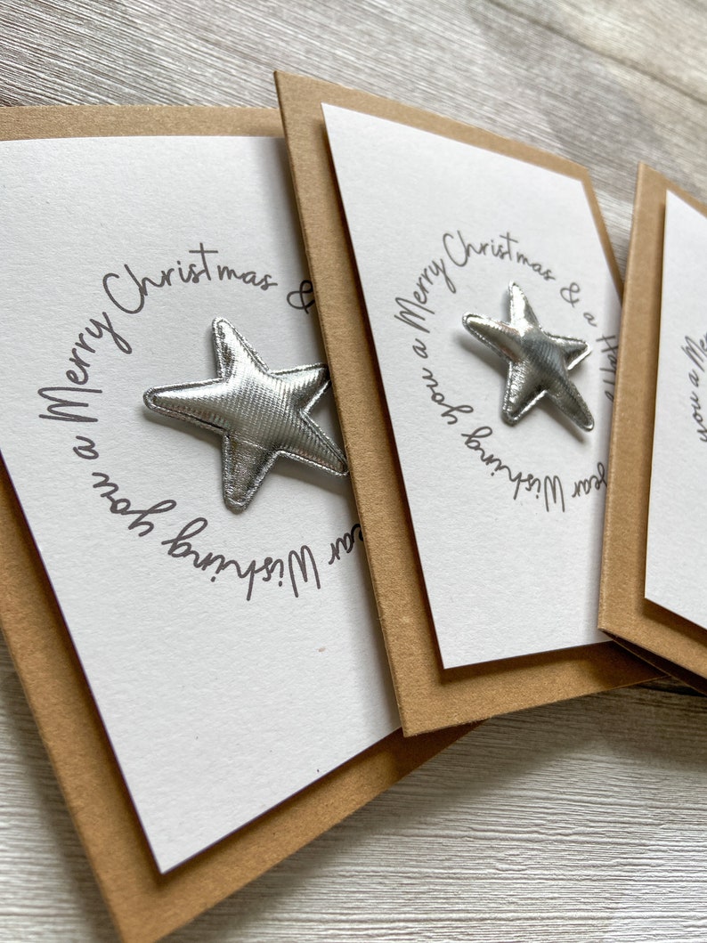 Handmade Christmas Card, Holiday Card, Cute Star Xmas Card, Christmas Greetings Card image 5