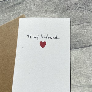 To my Husband, Mini Note Card, Wedding Anniversary Card, Birthday Card for Husband, Valentine's Day Card, Simple Heart, Heart Accent Card image 2