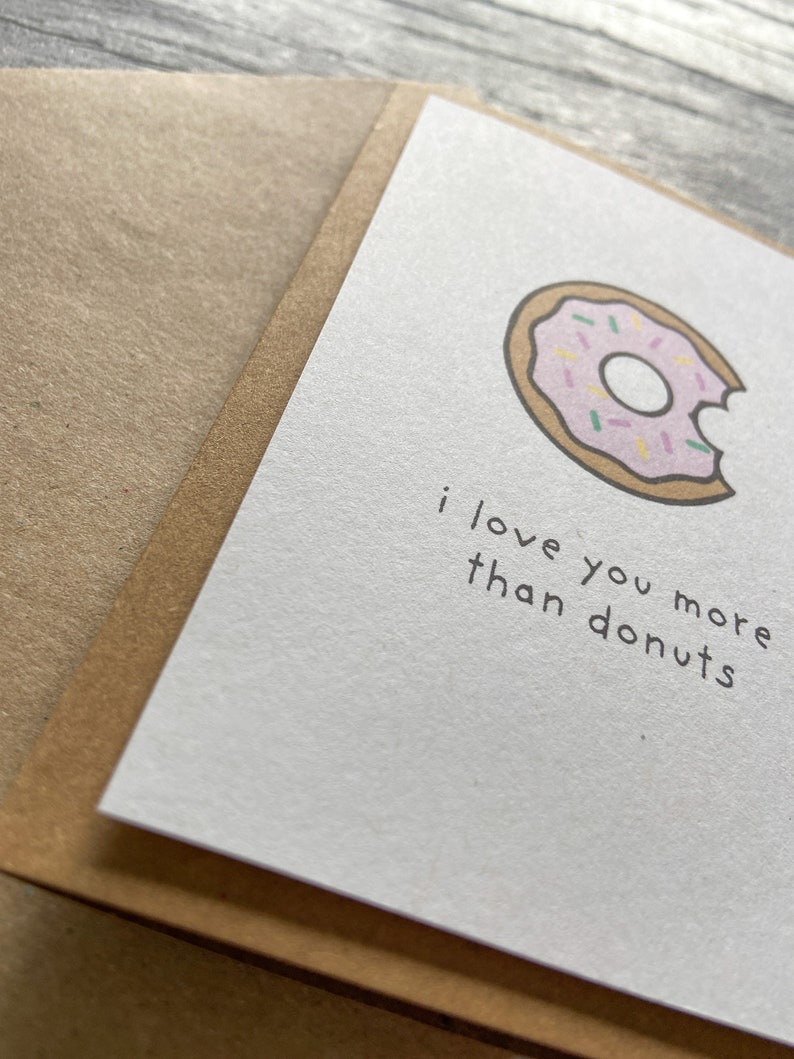 I love You More Than Donuts Card, Anniversary Card, Valentine's Day Card image 6