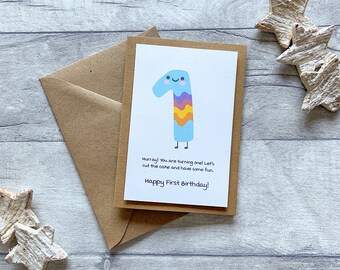 1st Birthday Card, Birthday Card for Child, Happy 1st Birthday, First Birthday Card, Kids Birthday, Poem for birthday