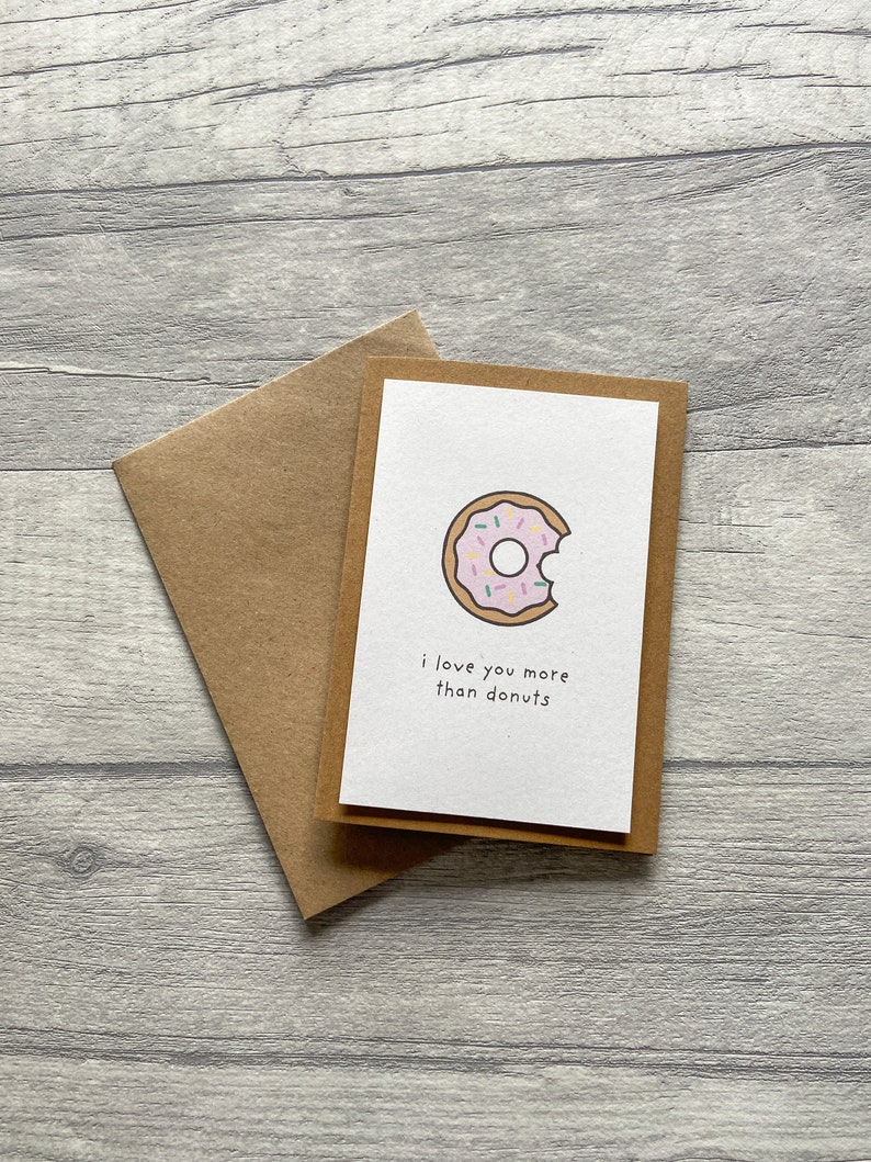 I love You More Than Donuts Card, Anniversary Card, Valentine's Day Card image 5
