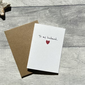 To my Husband, Mini Note Card, Wedding Anniversary Card, Birthday Card for Husband, Valentine's Day Card, Simple Heart, Heart Accent Card image 3