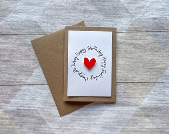 Birthday Card, Heart Birthday Card, Personalised Birthday Card