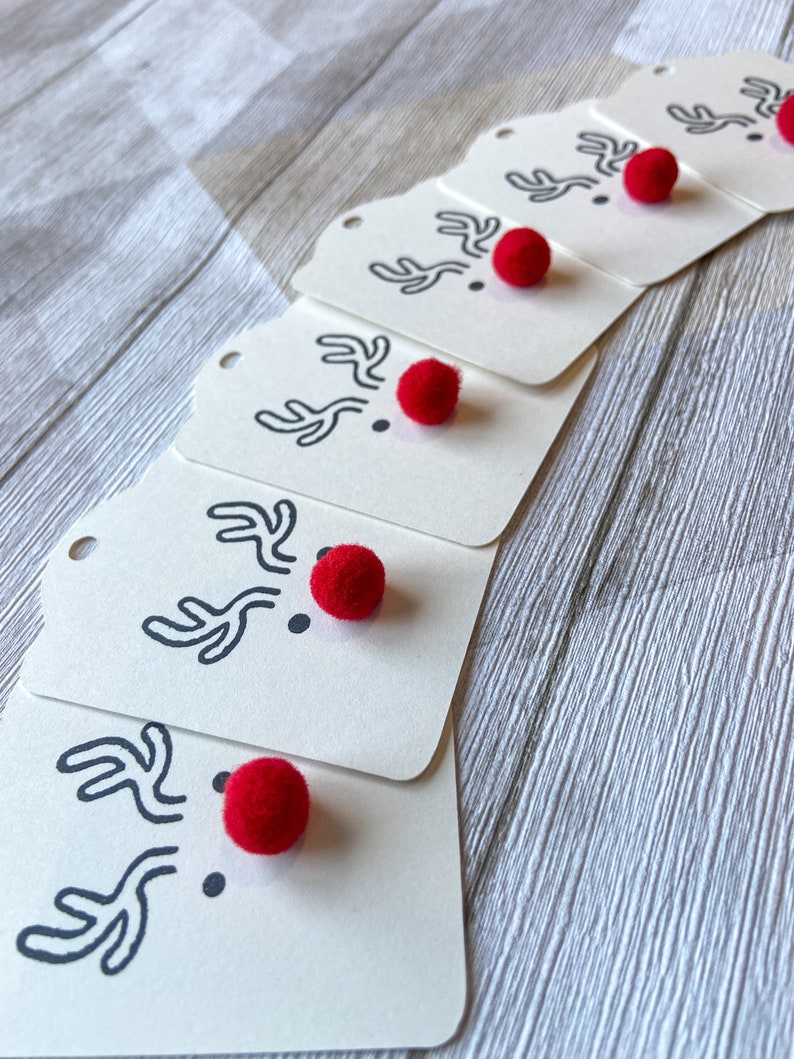 Reindeer Christmas Gift Tags with Twine, Pack of 6, Choice of Twine Colour, Christmas Tags image 6
