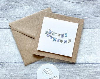 Happy Birthday Bunting Card, Colourful Birthday Card, Simple Card for Birthday, Birthday Card for Friend