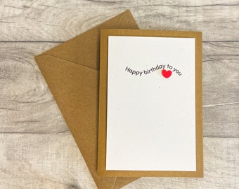 Heart Birthday Card, Birthday Card for Her, Handmade Birthday Card for Friend