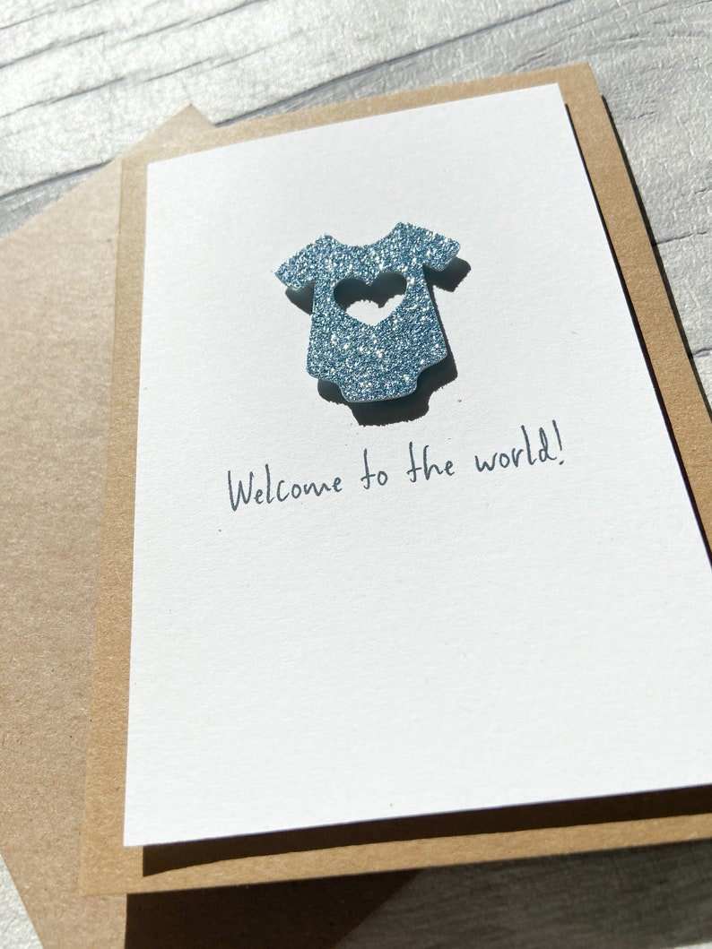 New Baby Card, Sparkle Baby Grow Card, Welcome to the world Card, Card for New Baby image 5