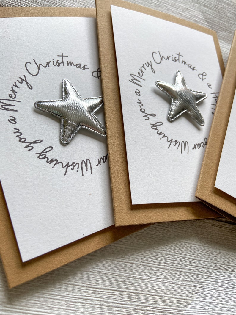 Handmade Christmas Card, Holiday Card, Cute Star Xmas Card, Christmas Greetings Card image 3
