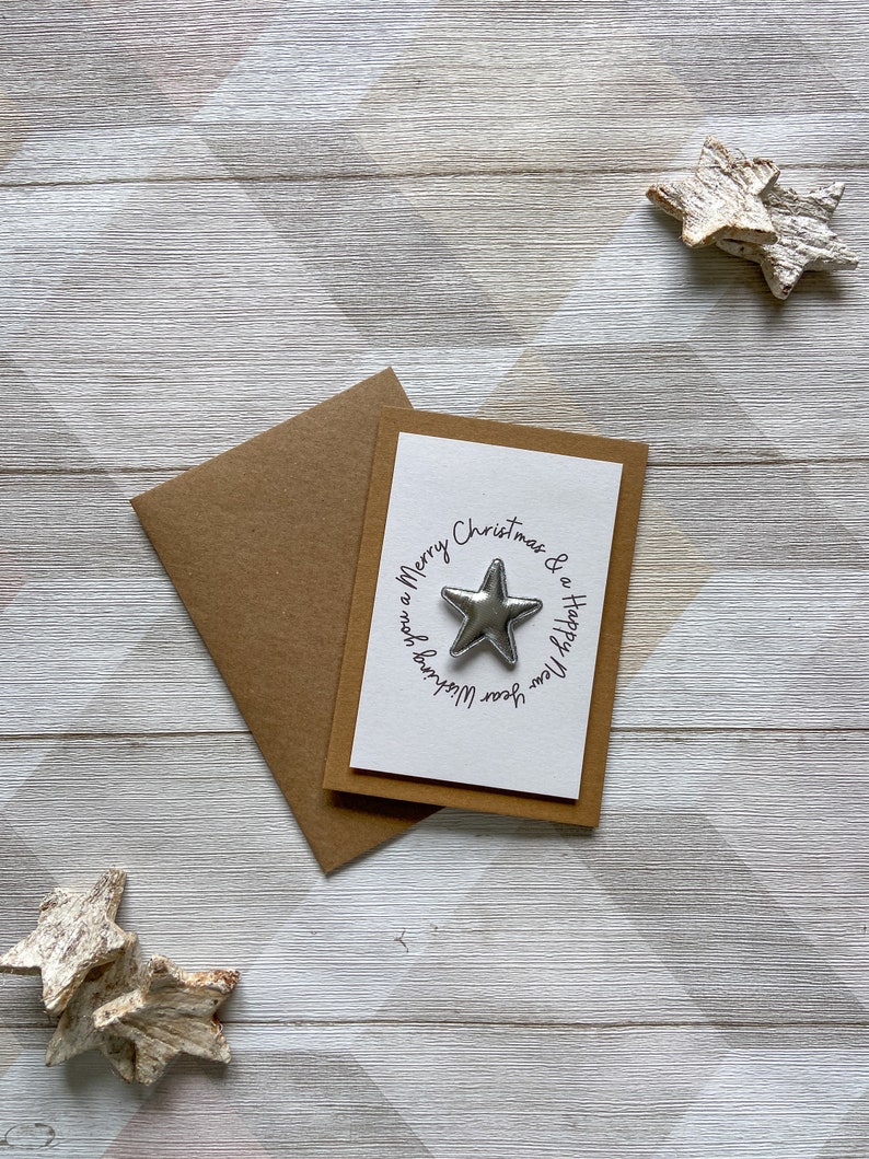 Handmade Christmas Card, Holiday Card, Cute Star Xmas Card, Christmas Greetings Card image 1