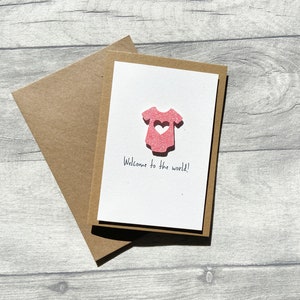 New Baby Card, Sparkle Baby Grow Card, Welcome to the world Card, Card for New Baby image 1