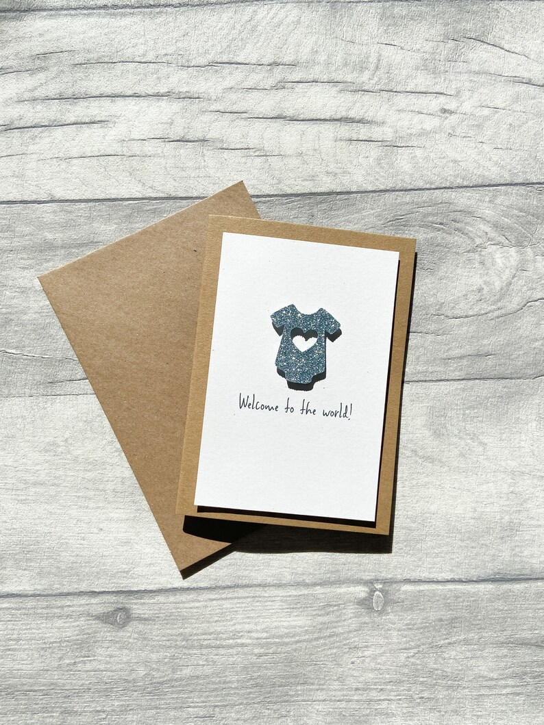 New Baby Card, Sparkle Baby Grow Card, Welcome to the world Card, Card for New Baby image 4