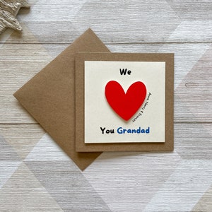 Personalised Fathers Day Card, Birthday Card for Dad, Fathers Day Card for Grandad We <3 you grandad