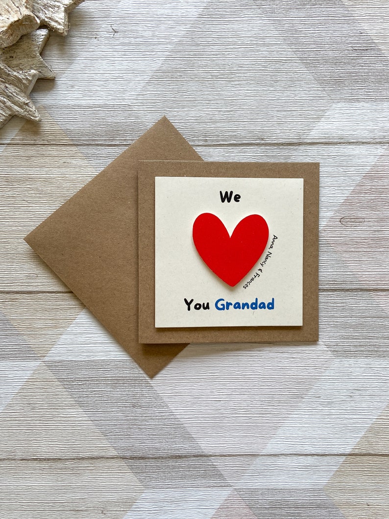 Personalised Fathers Day Card, Birthday Card for Dad, Fathers Day Card for Grandad We <3 you grandad