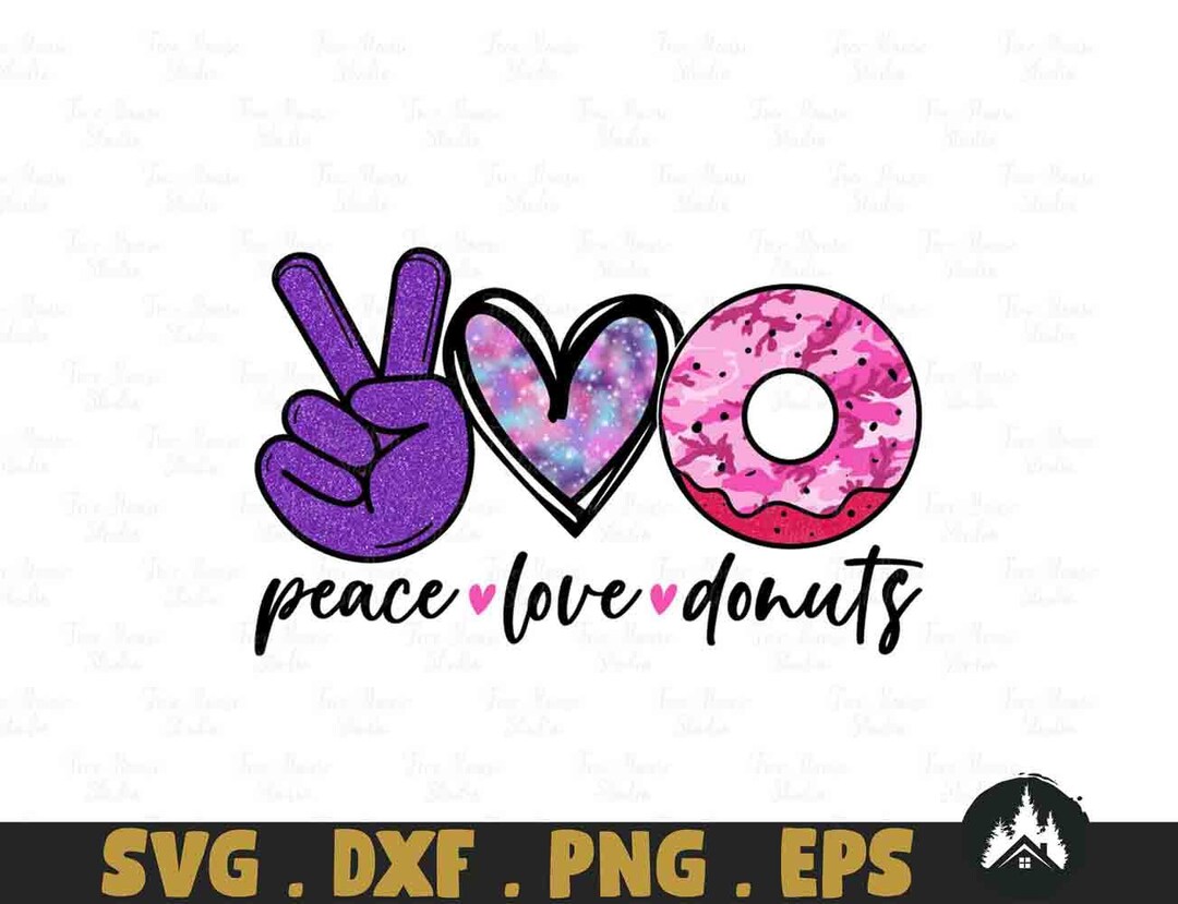 Peace Love Donuts Png, Svg, Dxf, Sublimation Png Design, Digital Design