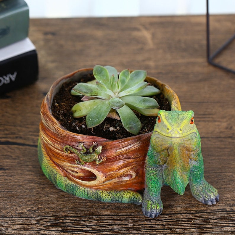 Lizard Ceramic Flower Vase Outdoor Pot Plant Etsy