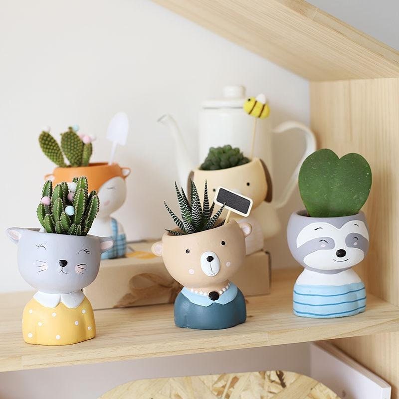 Nordic Animal Flower Pot Planter Succulent Container Bear Etsy