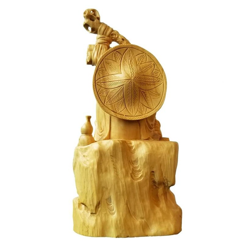 18CM Dharma Zen Italian Lohan Chinese Culture Craft Decoration Character Sculpture Hand wood ornament