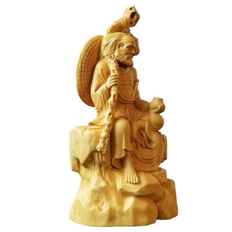 18CM Dharma Zen Italian Lohan Chinese Culture Craft Decoration Character Sculpture Hand wood ornament
