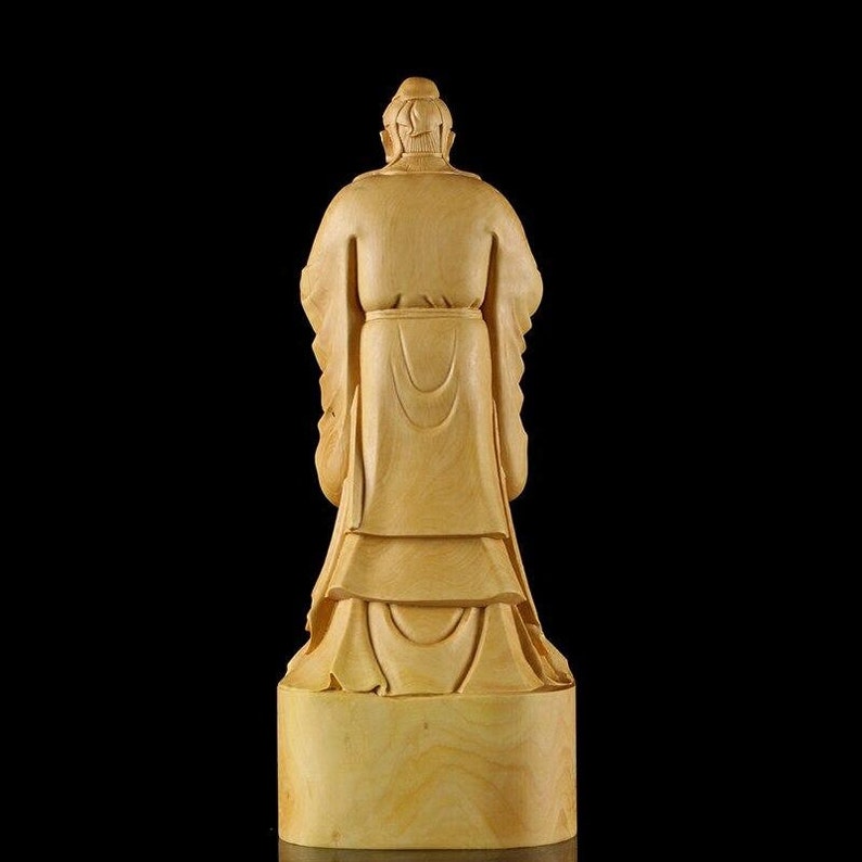 Institute Chinese Traditional Culture Gift Figures Carving Crafts Confucius statue Wood Figurine