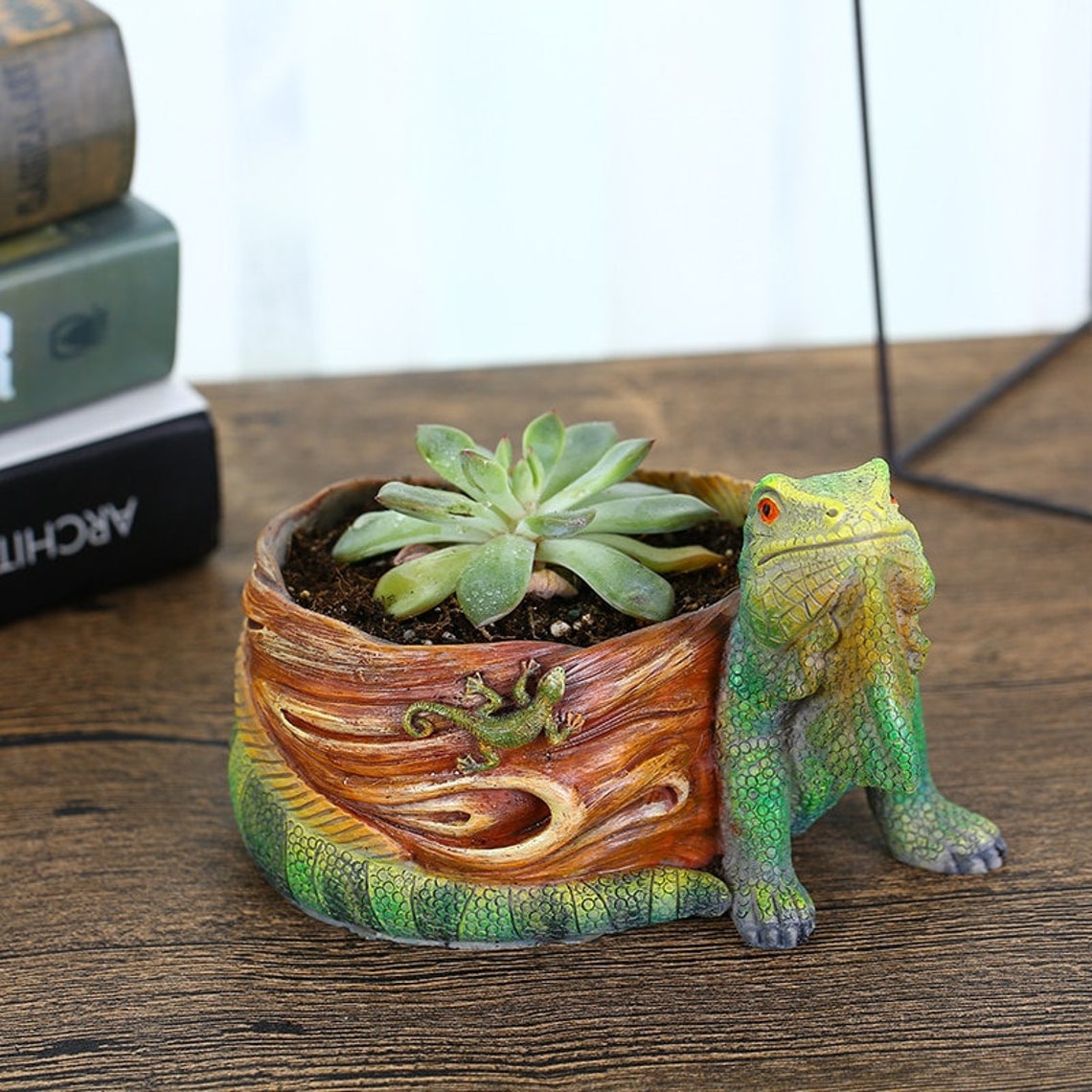 Lizard Ceramic Flower Vase Outdoor Pot Plant Etsy
