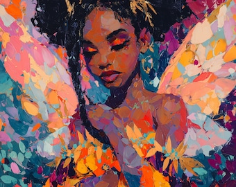 Black Fairy Art Print: Afrocentric Fantasy, Colorful Home Decor