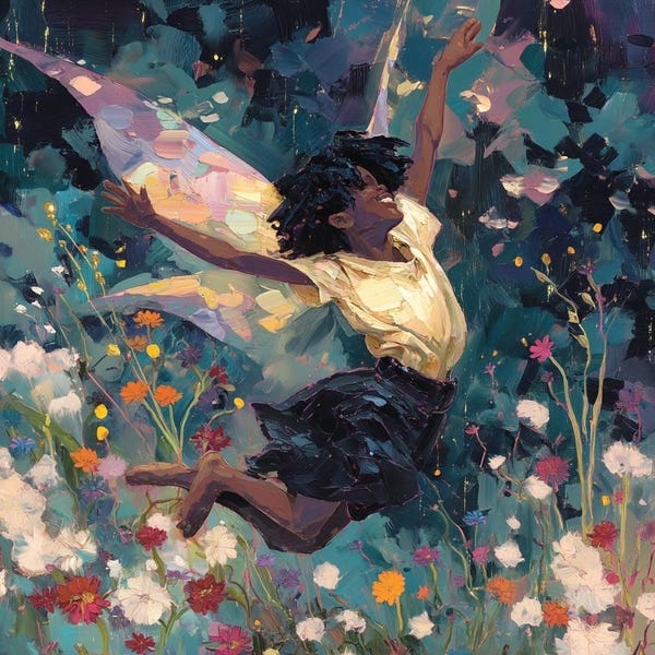 Black Boy Art Print: Elegant Coquette, Floral Beauty - Empowerment Wall Decor