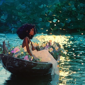 Black Girl Art Print: Riverside - Elegant African American Home Decor