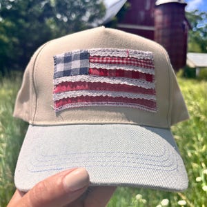 Patchwork Quilt American Flag Cotton Trucker Hat