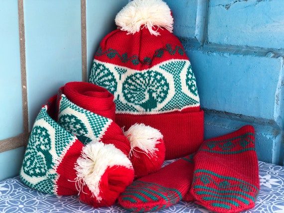 Vintage winter hat, Russian hat, winter hat scarf