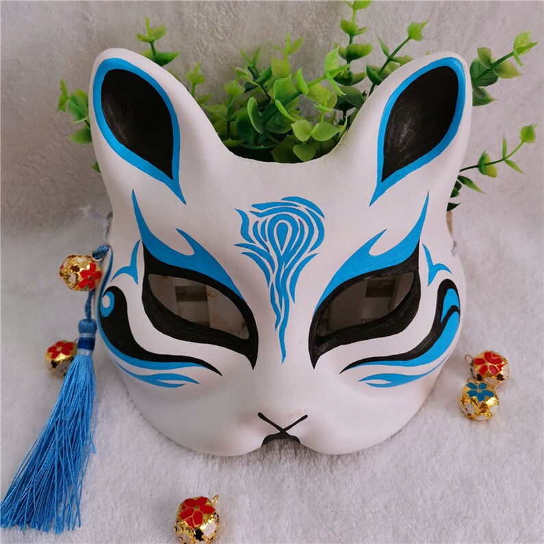 Fox Cat Mask Kitsune Handpainted Anime Manga Movie Cosplay Etsy