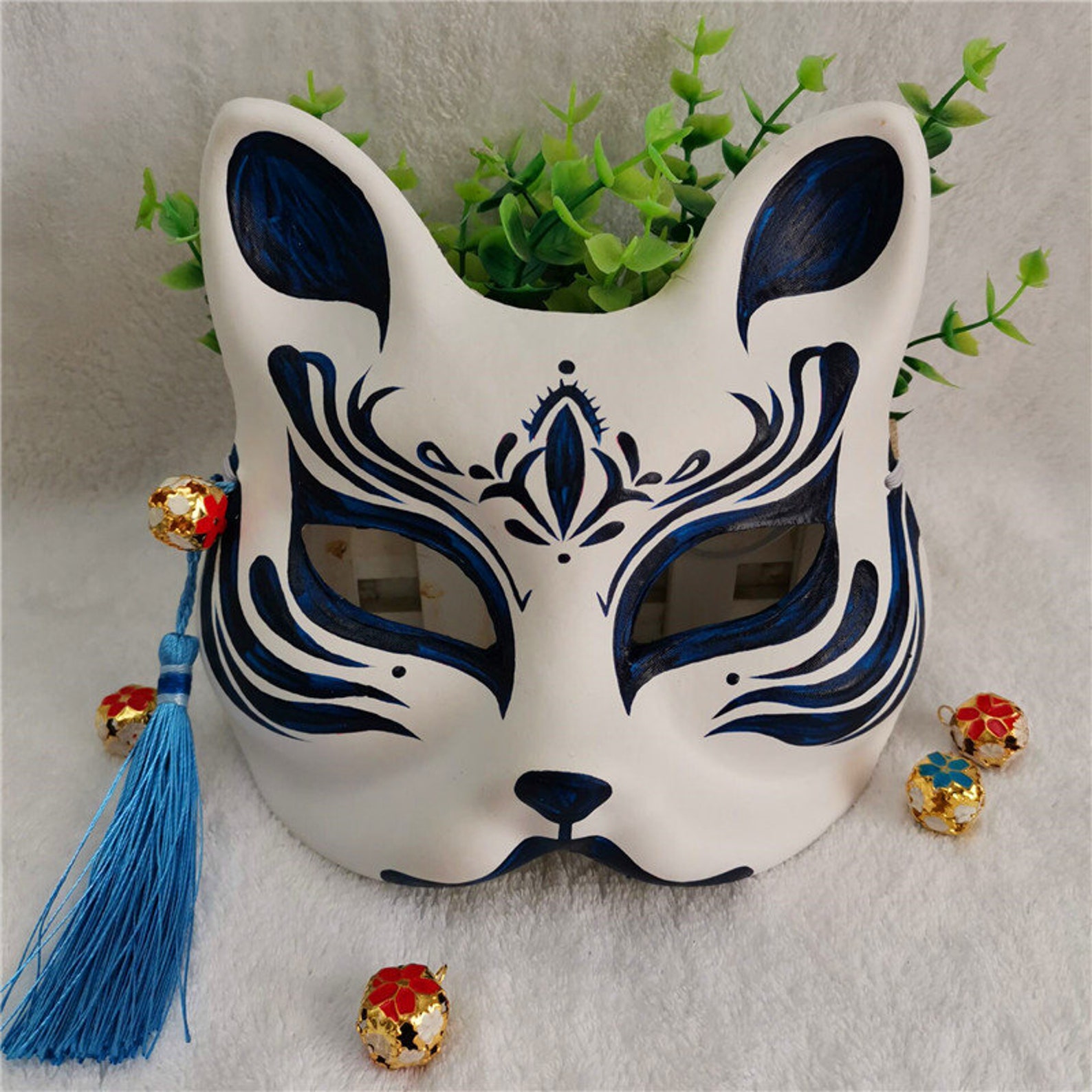 Fox Cat Mask Kitsune Hand Painted Anime Manga Movie Cosplay Etsy