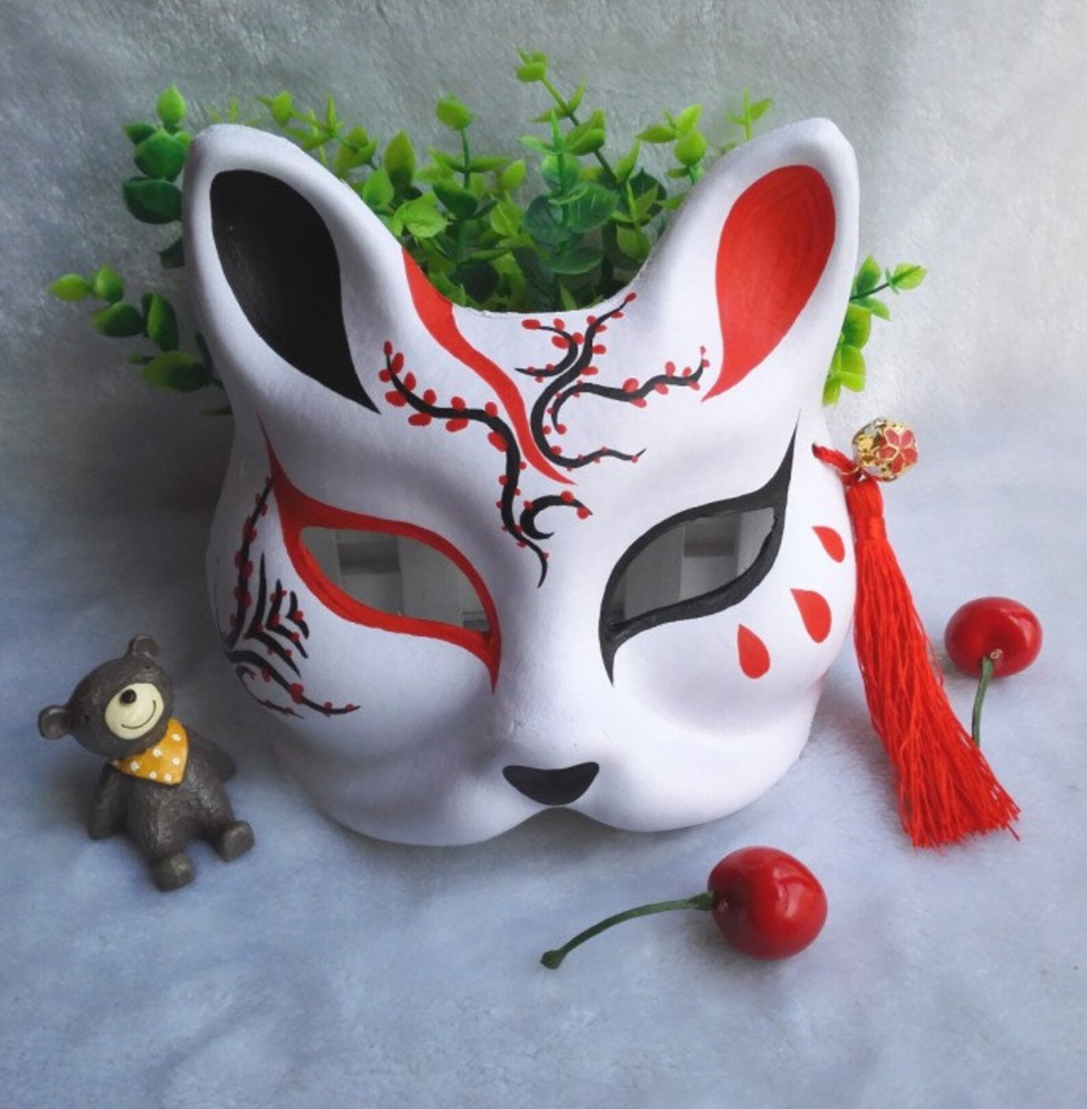 Fox Cat Máscara Kitsune Pintado a mano Anime Manga Película Etsy España