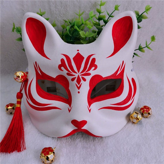 Fox Cat Mask Kitsune Handpainted Anime Manga Movie Cosplay Etsy