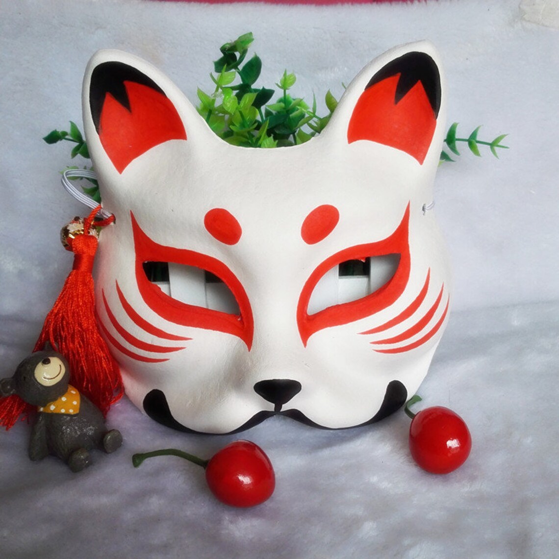 Fox Cat Mask Kitsune Handpainted Anime Manga Movie Cosplay Etsy