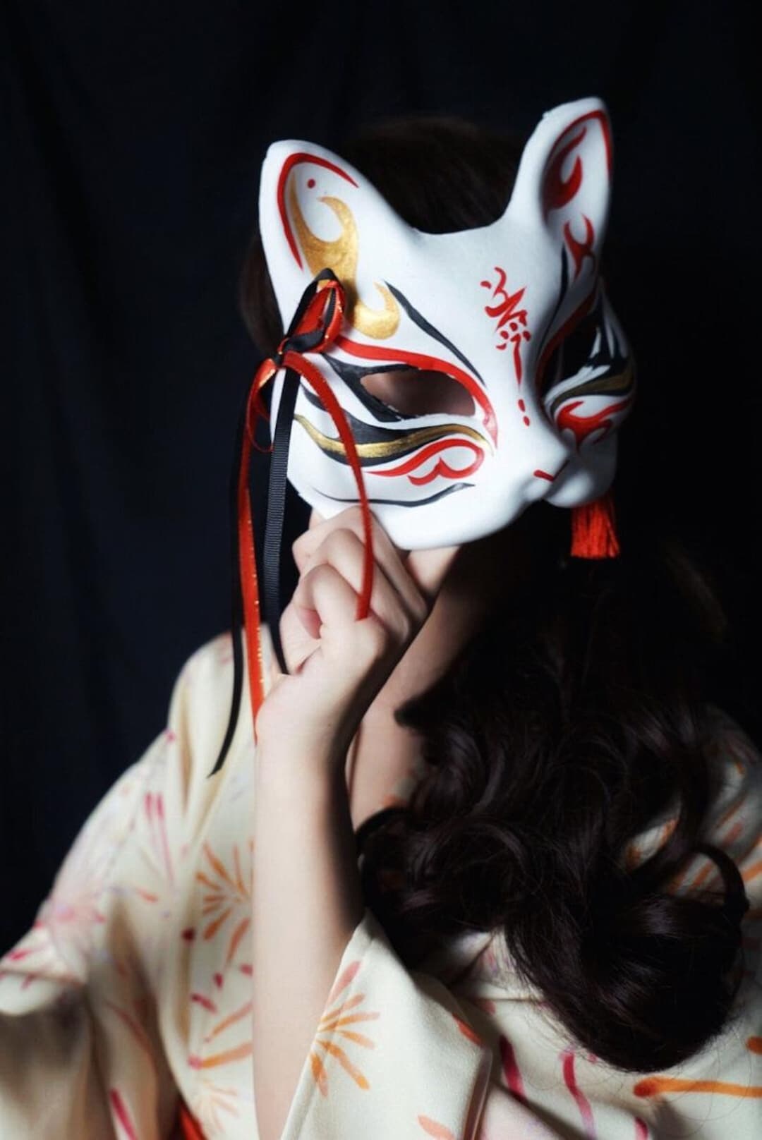 Fox Cat Mask Kitsune Handpainted Anime Manga Movie Cosplay Etsy
