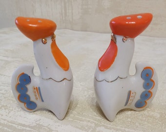 Pepper Vintage 70/'s Mod Mexican Rooster Wooden Spice Shakers Spice Dining set of 4 Paprika Garlic Salt Kitchen All Spice