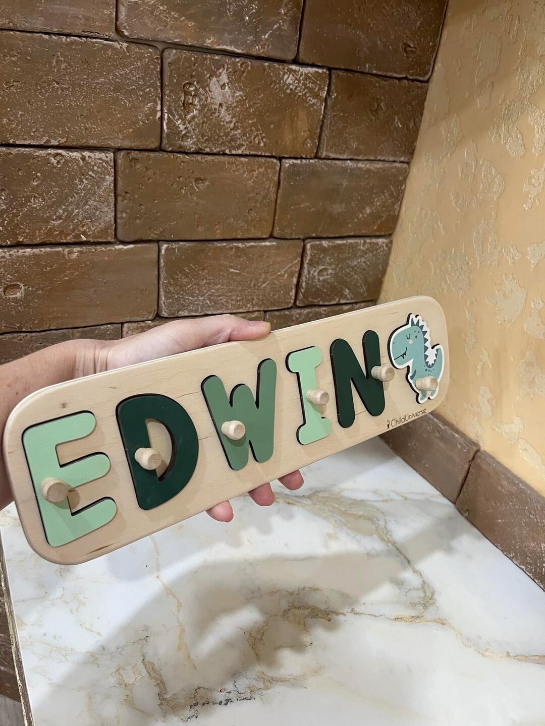 Name Frame Toy Name Puzzle Wooden Hanger With Name Montessori Educational Toy Kids ...