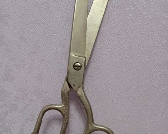 Antique tailor&#39;s large scissors. Steel vintage scissors. Tailor&#39;s scissors for cutting fabric. Stainless steel. Made in the USSR in the 70s.